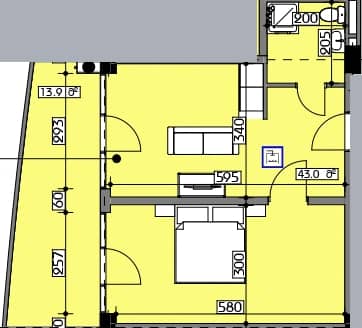 1-bedroom apartment, 56.9 m², 8 floor in "Swiss village"