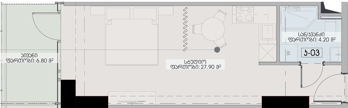 Студия, 38.9 м², 14 этаж в ЖК "Geuz Towers"