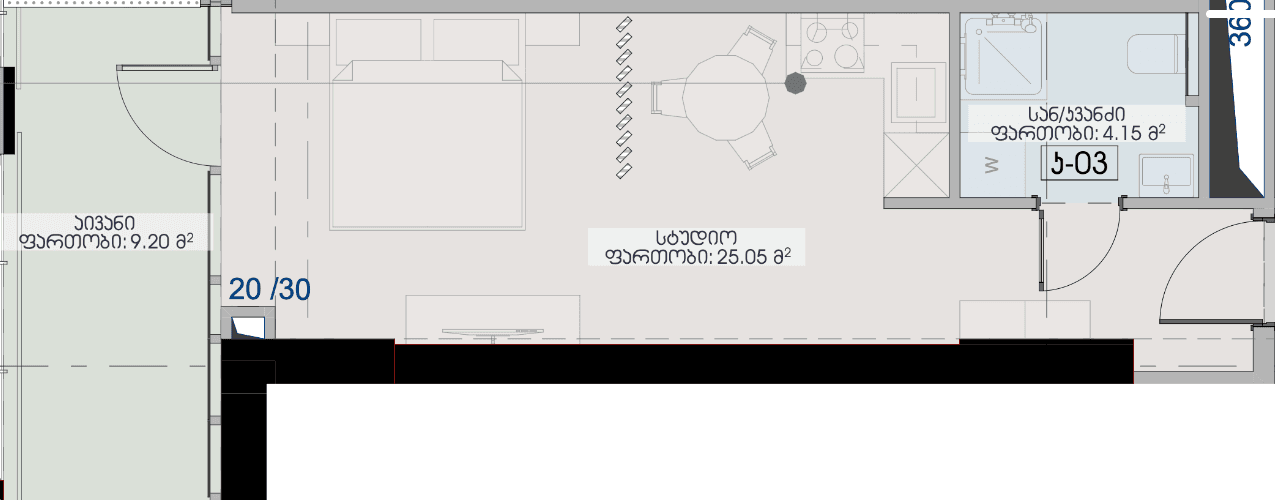 studio, 38.4 m², 32 floor, Geuz Towers in Batumi