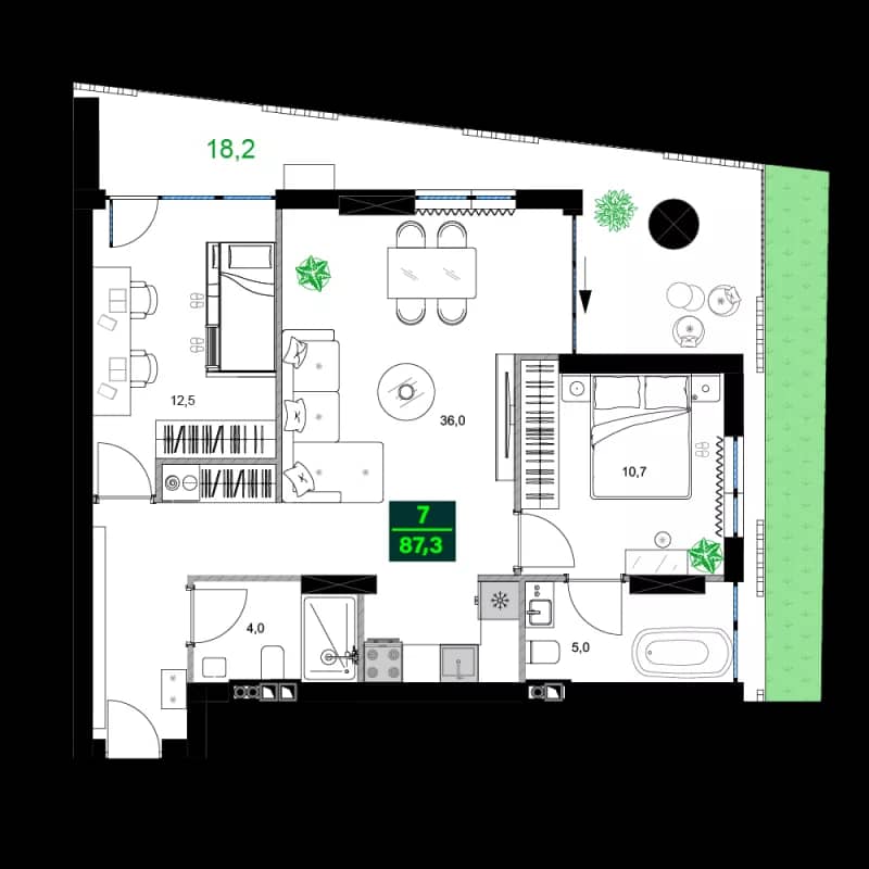 3-комнатная квартира, 87.3 м², 4 этаж в ЖК "SUMMER 365"