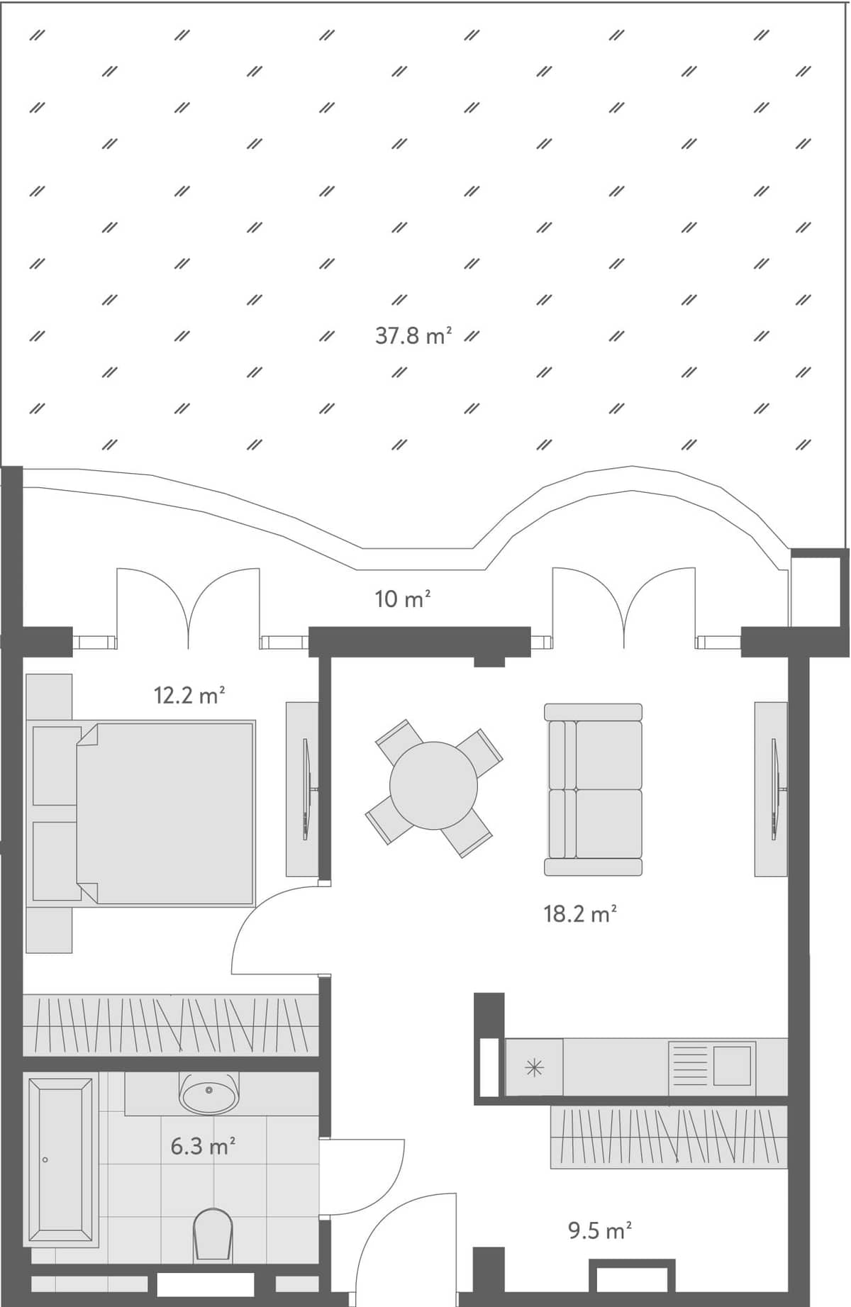 2-bedroom apartment, 56.2 m², 1 floor, Wyndham Grand Family Club in Batumi