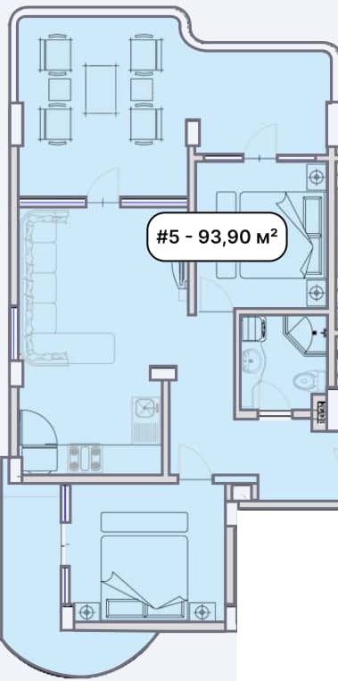 3-комнатная квартира, 93.9 м², 2 этаж в ЖК "Elite Family Residence"