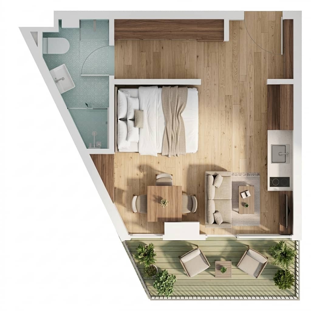 1-комнатная квартира, 29.9 м², 3 этаж в ЖК "Next Downtown"