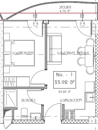 1-bedroom apartment, 31.42 m², 6 floor in "Mardi Hills"