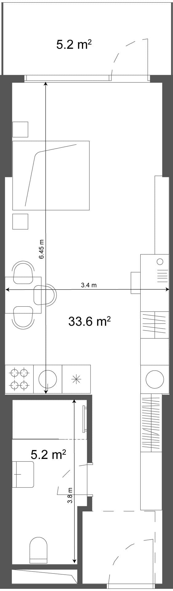studio, 38.8 m², 38 floor, Ramada Residences in Batumi