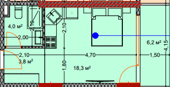 studio, 33.4 m², 3 floor in "Lagoon Resort"