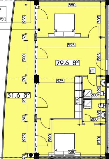 2-bedroom apartment, 111.2 m², 11 floor in "Swiss village"