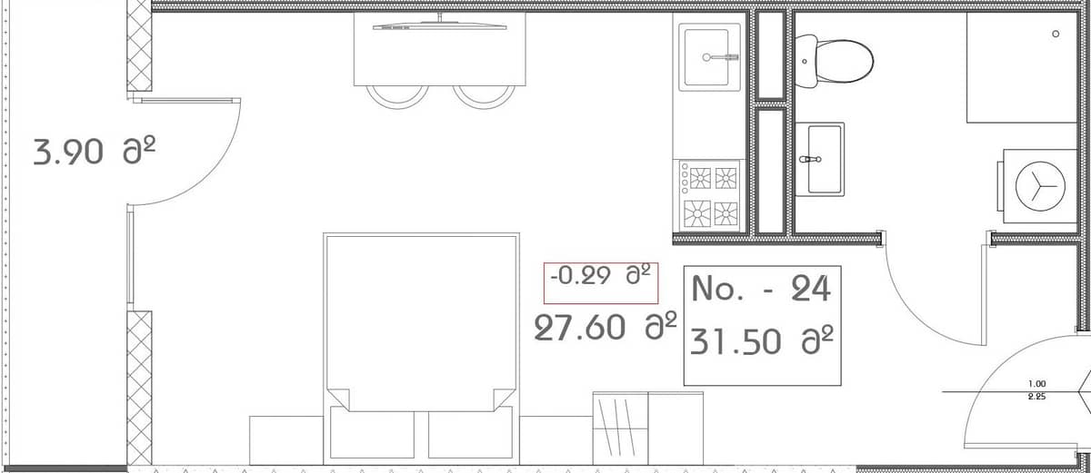 studio, 31.5 m², 13 floor, Mardi Aquapark Wellness Resort in Batumi