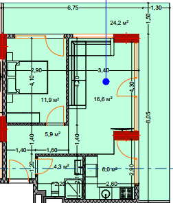 2-bedroom apartment, 72.6 m², 5 floor, Lagoon Resort in Batumi