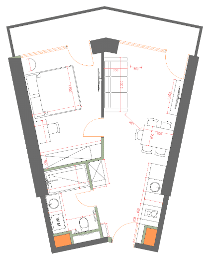 1-bedroom apartment, 49.63 m², 23 floor, 7th Heaven Residence in Batumi