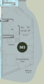 studio, 43.24 m², 5 floor in "Mardi Hills"