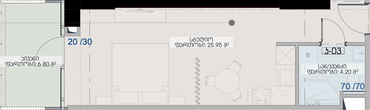 Студия, 36.95 м², 19 этаж в ЖК "Geuz Towers"