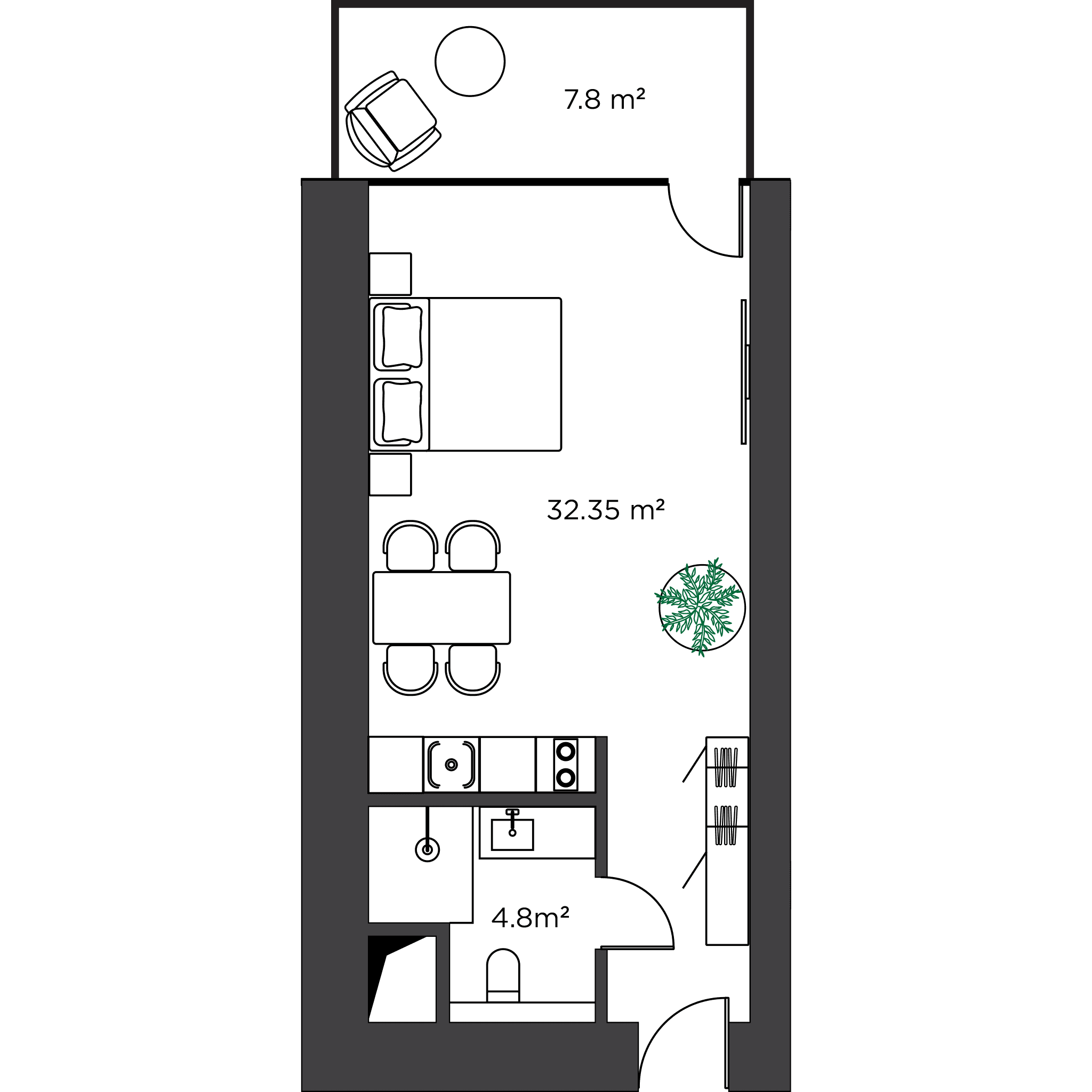 სტუდიო, 45.85 მ², 31 სართული, Ambassadori Island ბათუმში