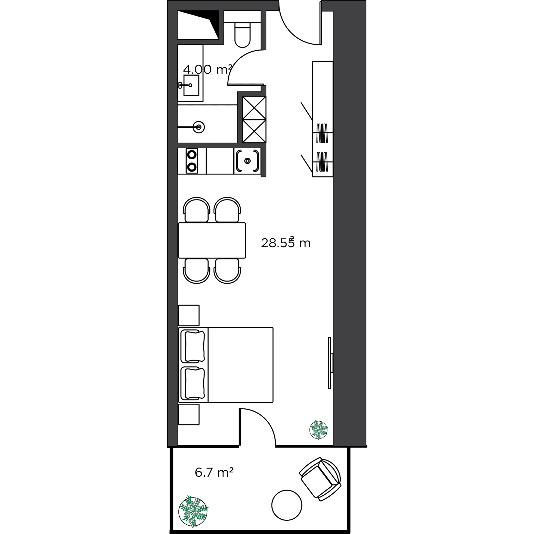 Studio, 39.25 m², 27 floor, Ambassadori Island in Batumi