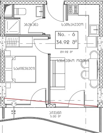 1-bedroom apartment, 35.56 m², 7 floor in "Mardi Hills"