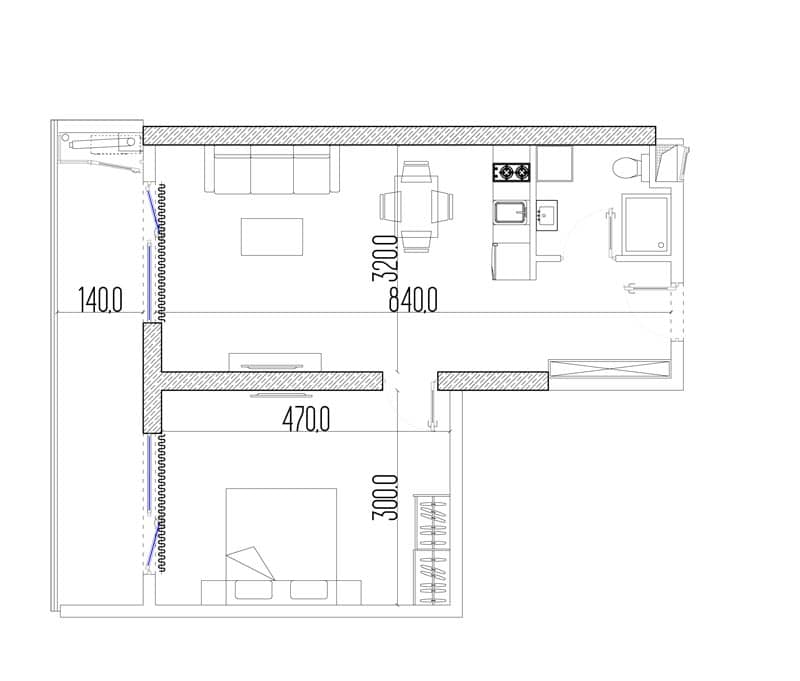 2-комнатная квартира, 50.3 м², 8 этаж в ЖК "Intourist Residence"