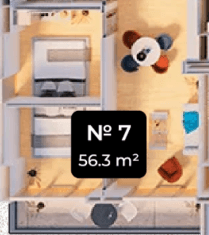 studio, 56.3 m², 20 floor in "Next Apartments"