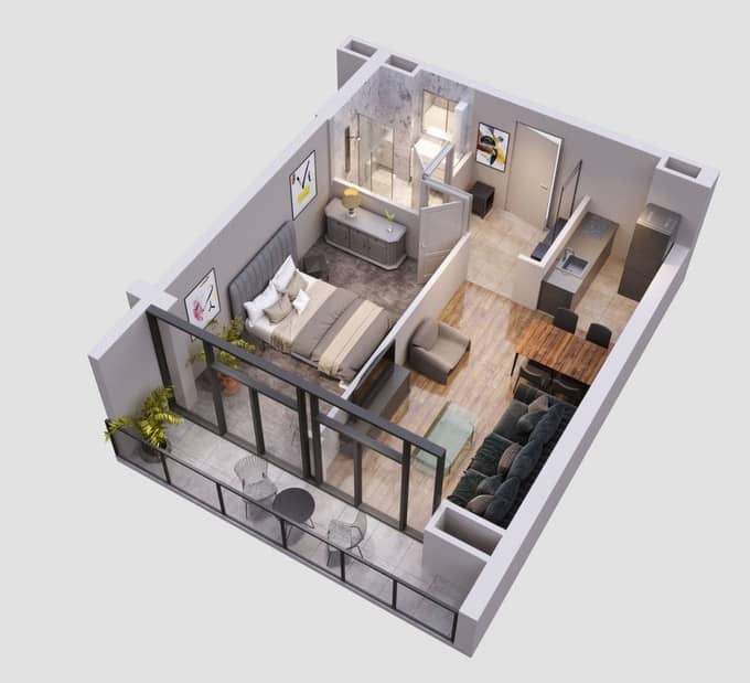 2-bedroom apartment, 53.5 m², 5 floor, Kobuleti Residence in Batumi