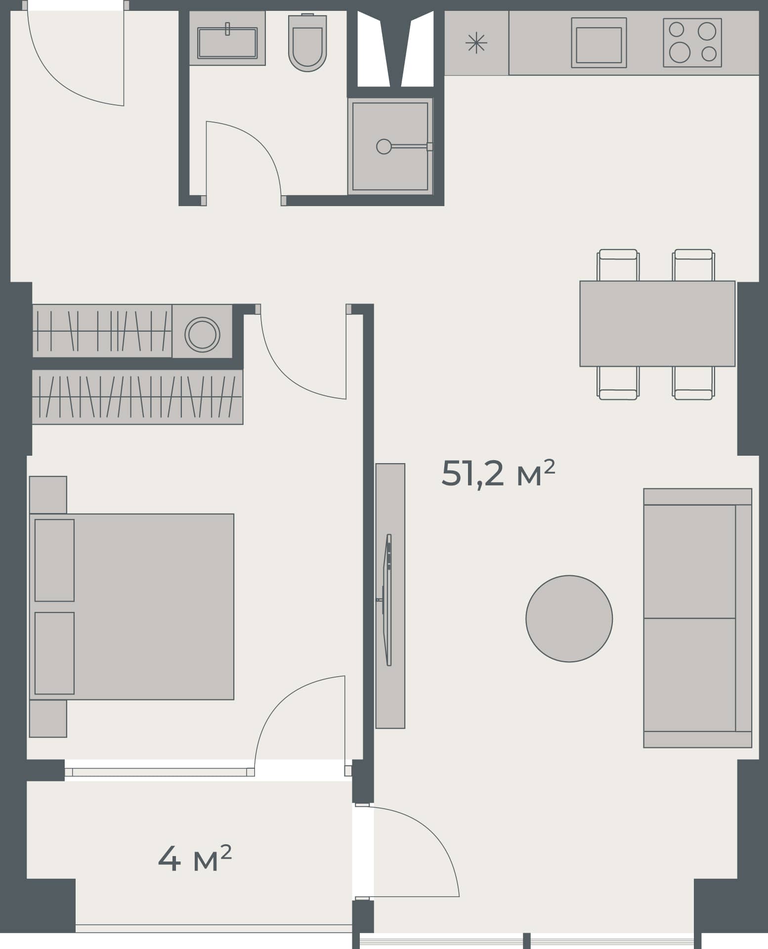1-bedroom apartment, 55.2 m², 29 floor in "One"