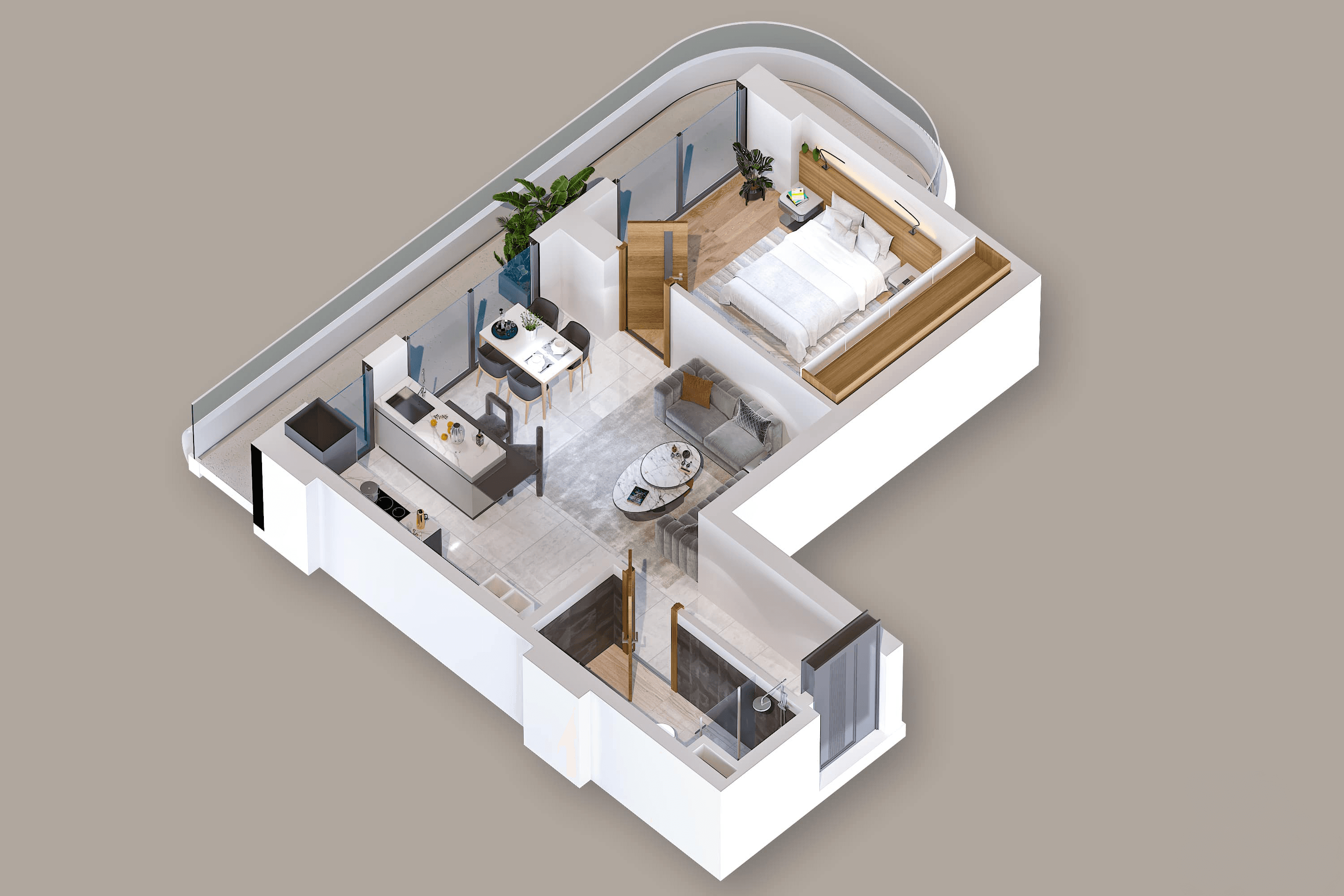 1-room, 67.3 m², Floor 2