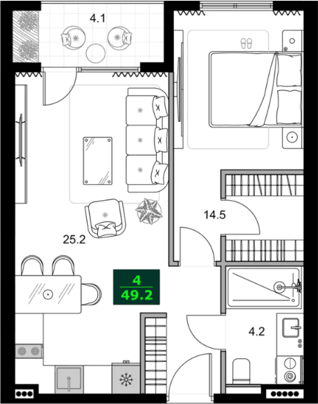 2-bedroom apartment, 49.2 m², 5 floor, SUMMER 365 in Batumi