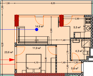 2-bedroom apartment, 67.5 m², 3 floor in "Lagoon Resort"