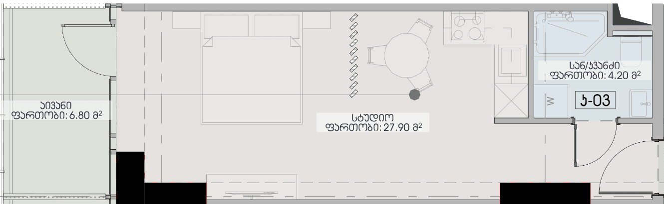 studio, 38.9 m², 37 floor in "Geuz Towers"