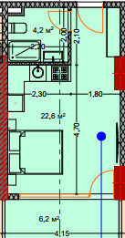 studio, 34.2 m², 3 floor, Lagoon Resort in Batumi