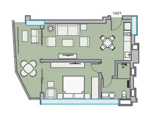 2-комнатная квартира, 60.5 м², этаж 14 в ЖК "Dreamland Oasis"