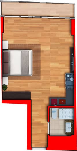 studio, 38.95 m², 9 floor, Batumi View in Batumi