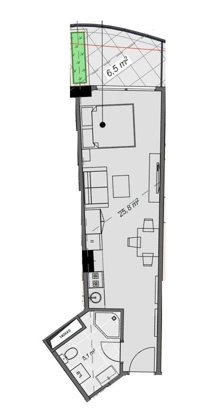 Студия, 37.4 м², этаж 6 в ЖК "Lux Panorama"