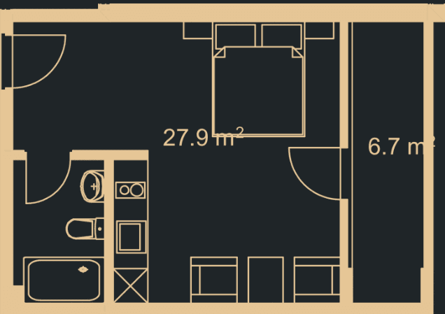 studio, 33.9 m², 3 floor, Green Side Gonio in Batumi