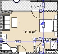 studio, 38.5 m², 21 floor in "Modern Ultra"