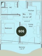 1-комнатная квартира, 35.57 м², 6 этаж в ЖК "Mardi Hills"