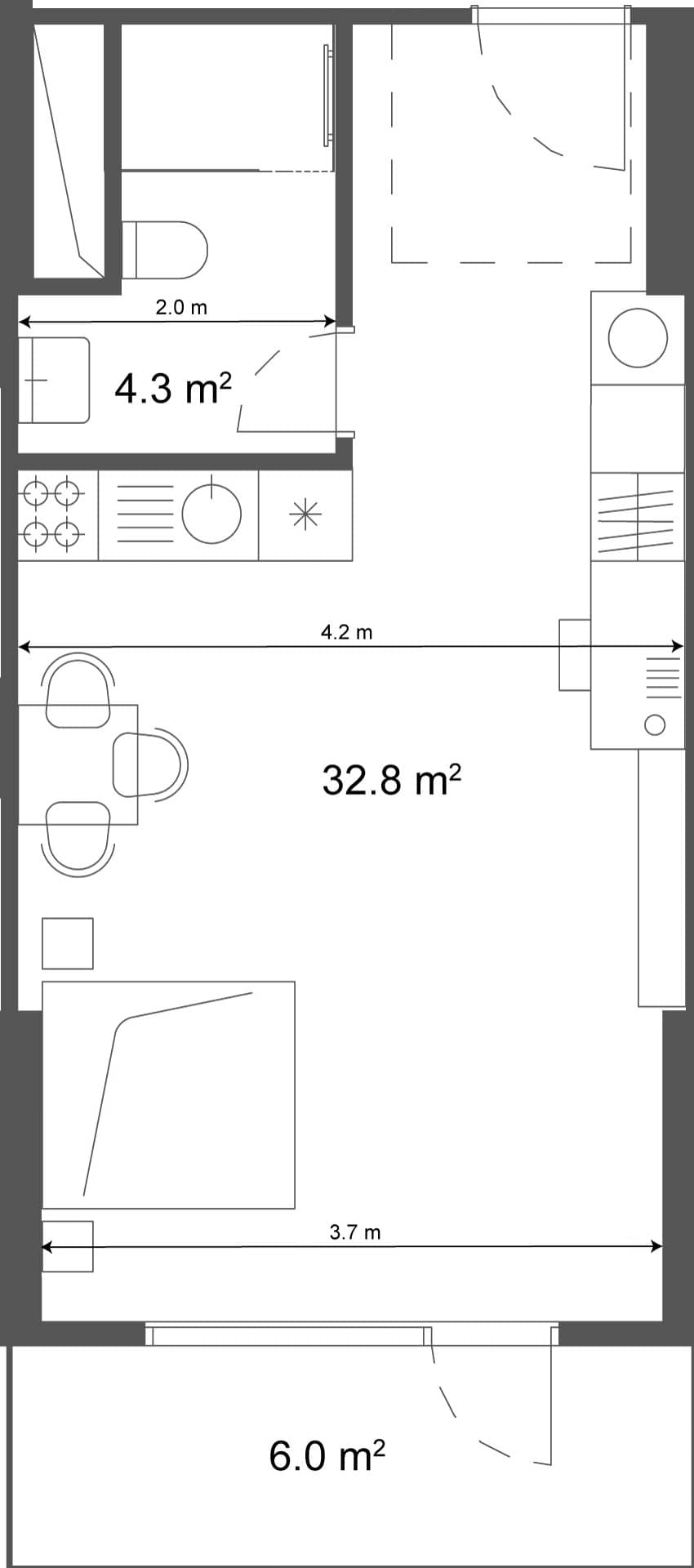 Студия, 38.8 м², этаж 38 в ЖК "Ramada Residences"