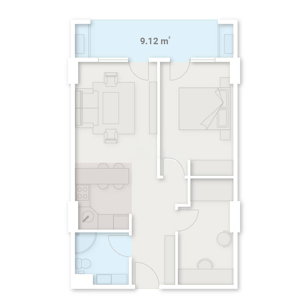 2-ოთახიანი ბინა, 62.22 მ², 6 სართული, Lux Tower ბათუმში