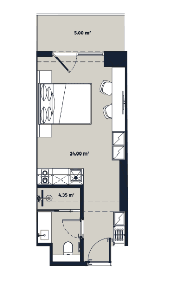 studio, 33.35 m², 23 floor in "Alliance Renaissance"