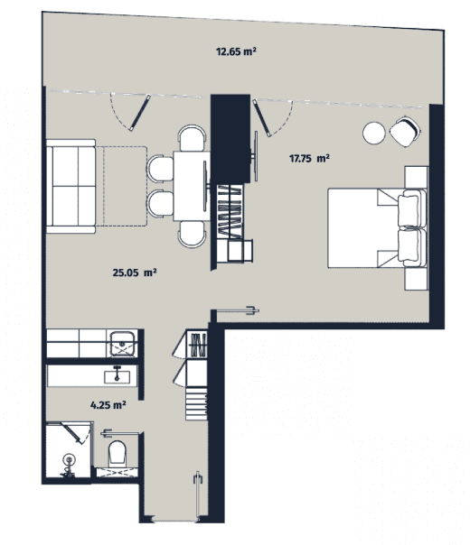 1-комнатная квартира, 59.7 м², 19 этаж в ЖК "Alliance Centropolis"