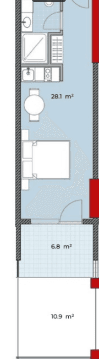 studio, 45.8 m², 2 floor, Next White in Batumi