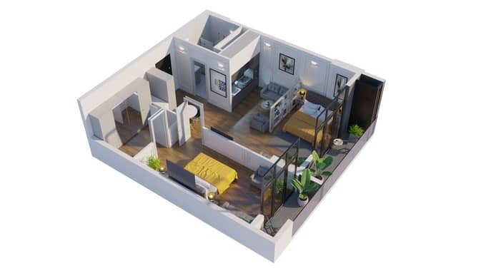 两居室公寓，61.95 m²，2 层，位于“GWG Batumi”