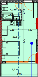 studio, 34.2 m², 6 floor in "Lagoon Resort"