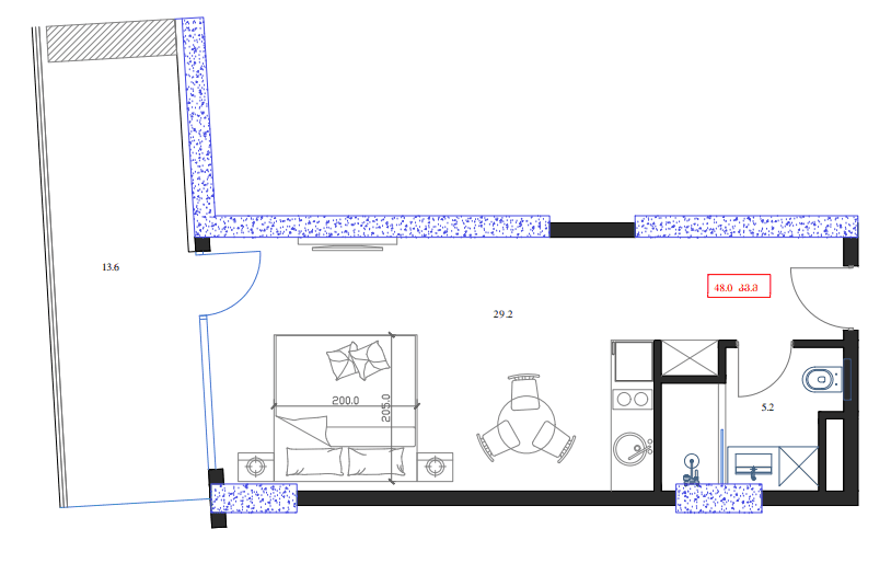 单间，48 m²，11 层，位于“Marina Club”