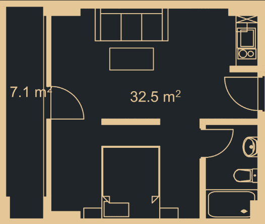 studio, 39.2 m², 15 floor in "Green Side Gonio"