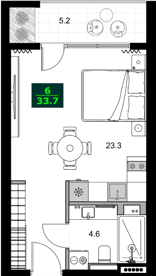1-bedroom apartment, 33.7 m², 9 floor in "SUMMER 365"