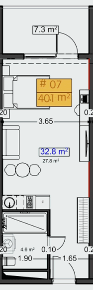 studio, 40.1 m², 3 floor in "Stay & Rent"