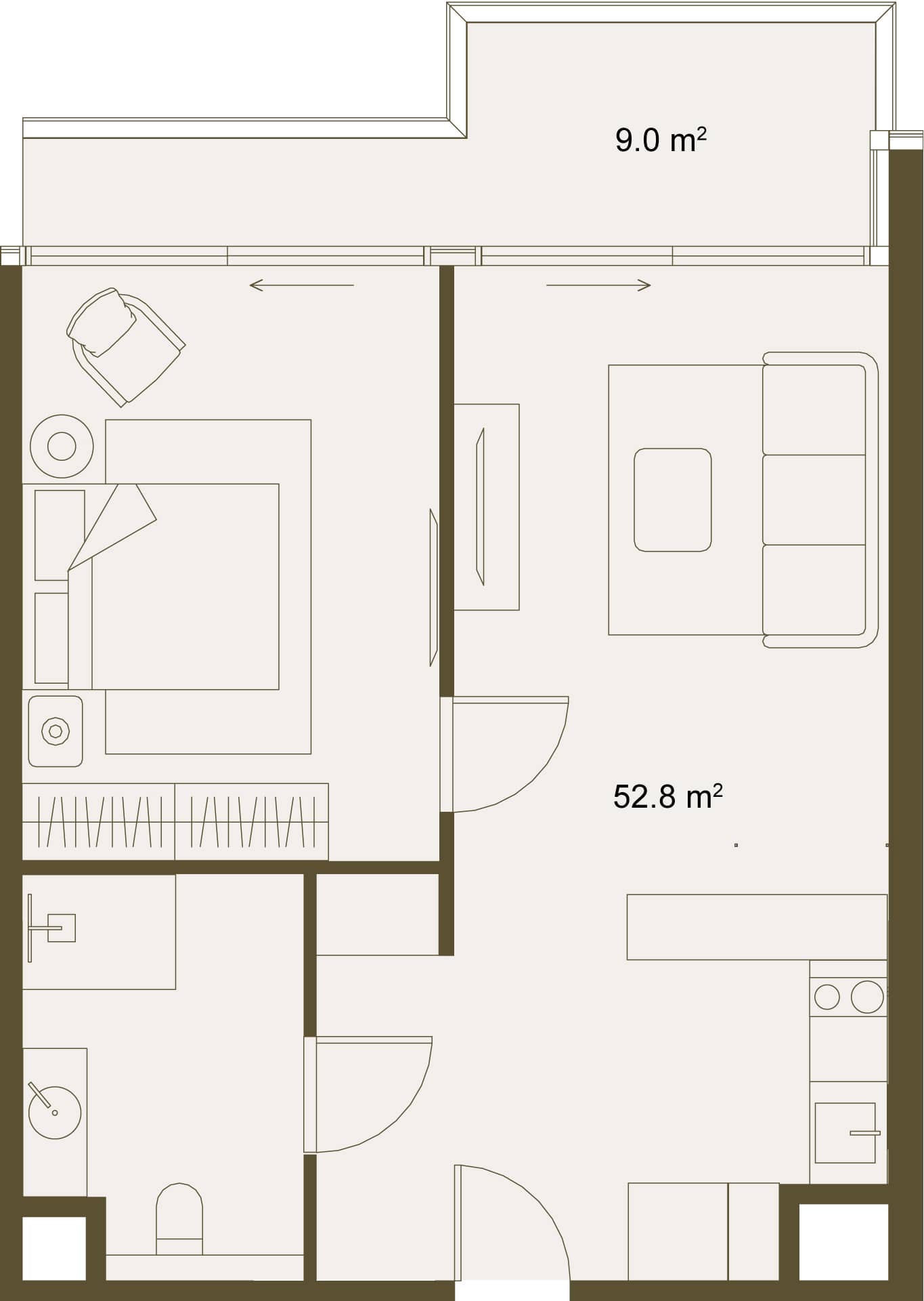 1-ოთახიანი ბინა, 62.7 მ², სართული 10 -ში "NEXT GARDENS"