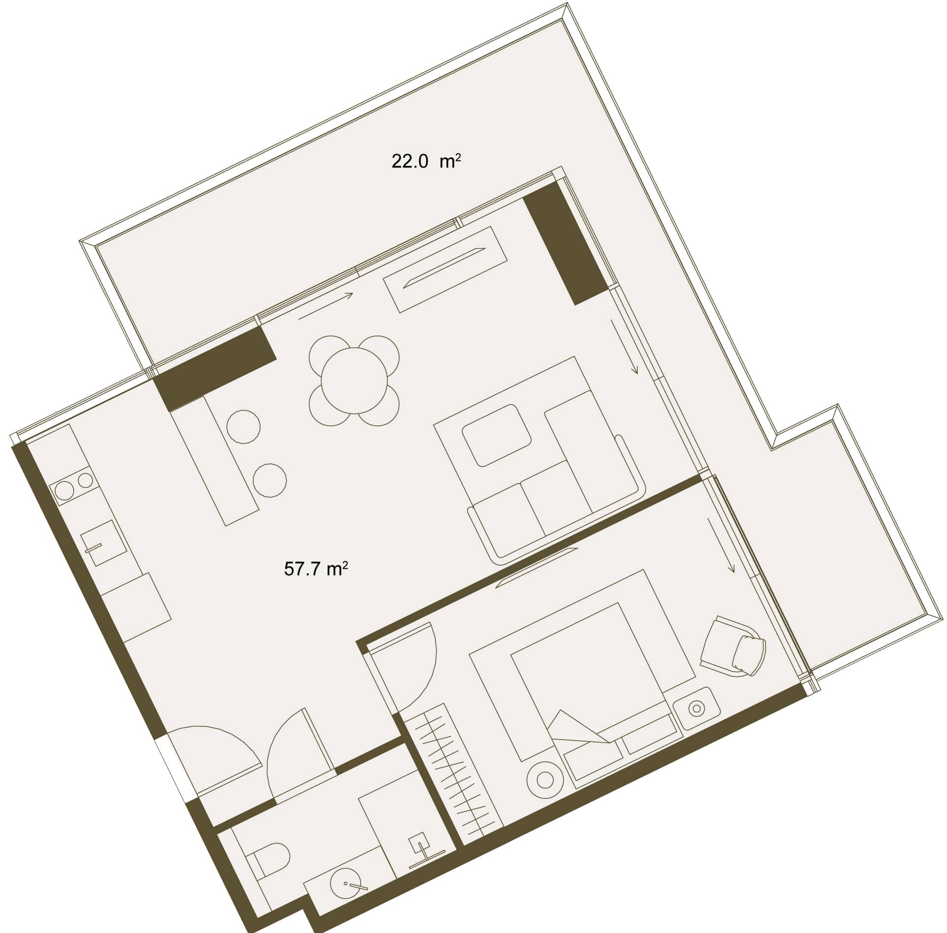 1-ოთახიანი ბინა, 80.2 მ², სართული 9 -ში "NEXT GARDENS"