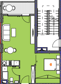 1-bedroom apartment, 46.81 m², 4 floor in "Palm Residence"