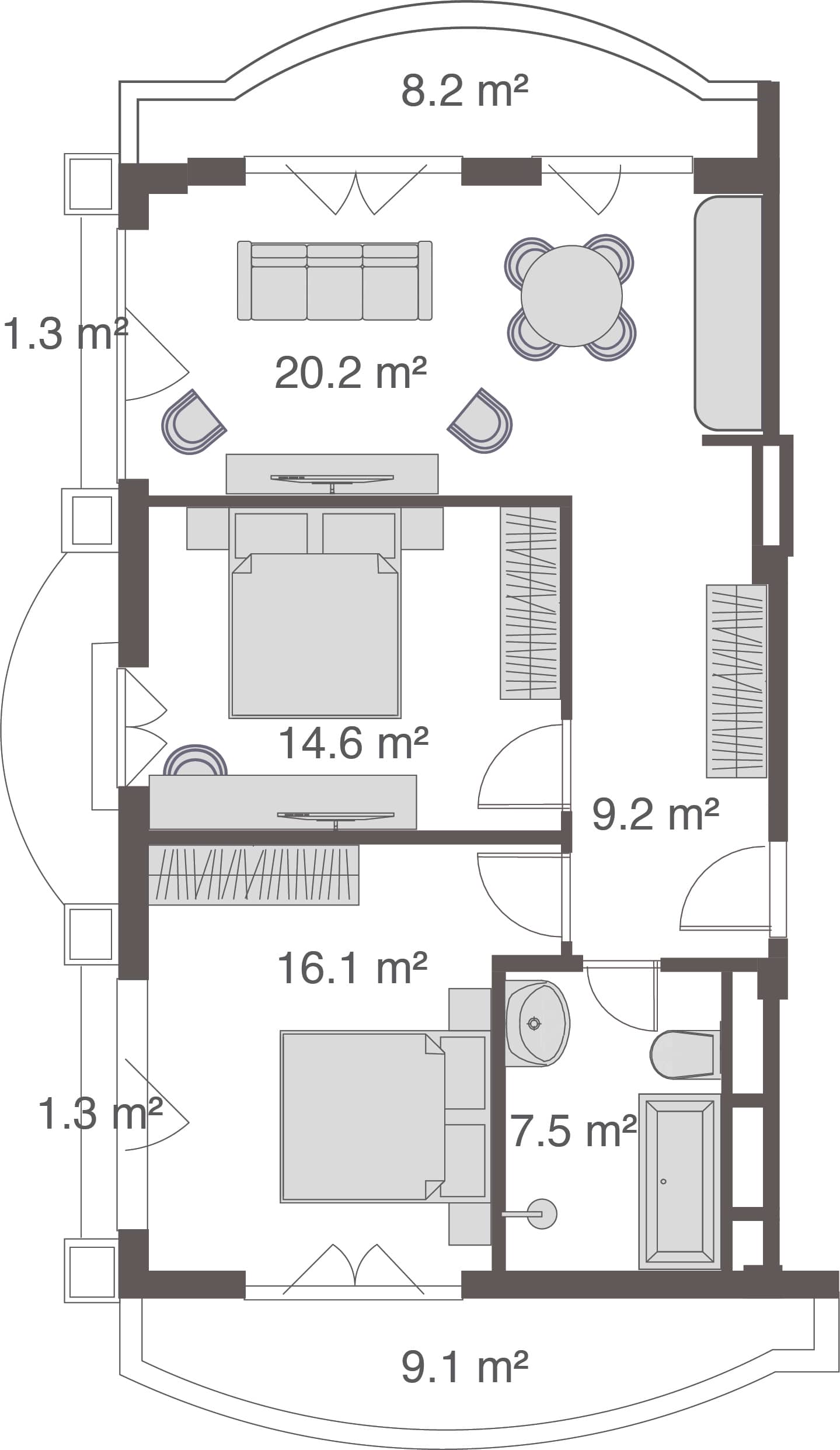 3-bedroom apartment, 87.5 m², 2 floor in "Wyndham Grand Family Club"