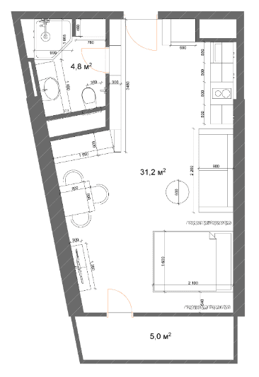 studio, 40.74 m², 39 floor, 7th Heaven Residence in Batumi